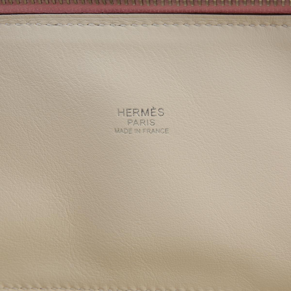 HERMÈS Verso Bolide 31 crossbody bag in Rose Sakura Clemence leather with Nata interior Brushed Palladium hardware - 14