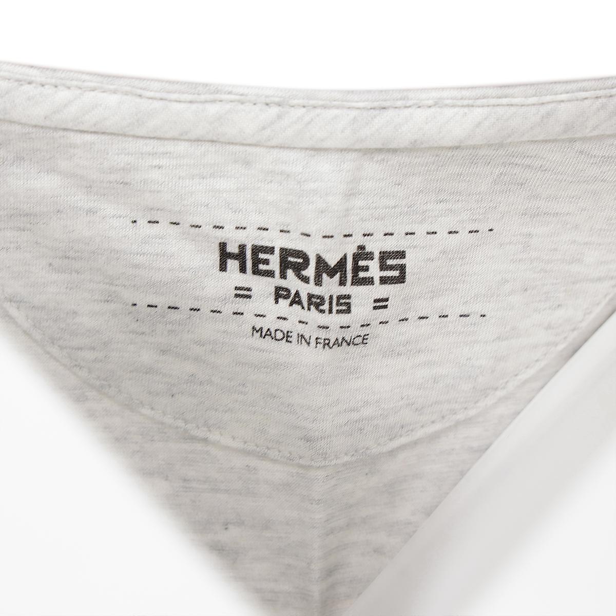 HERMÈS  エルメス 木と鳥が描かれたTシャツ グレー コットン - 3