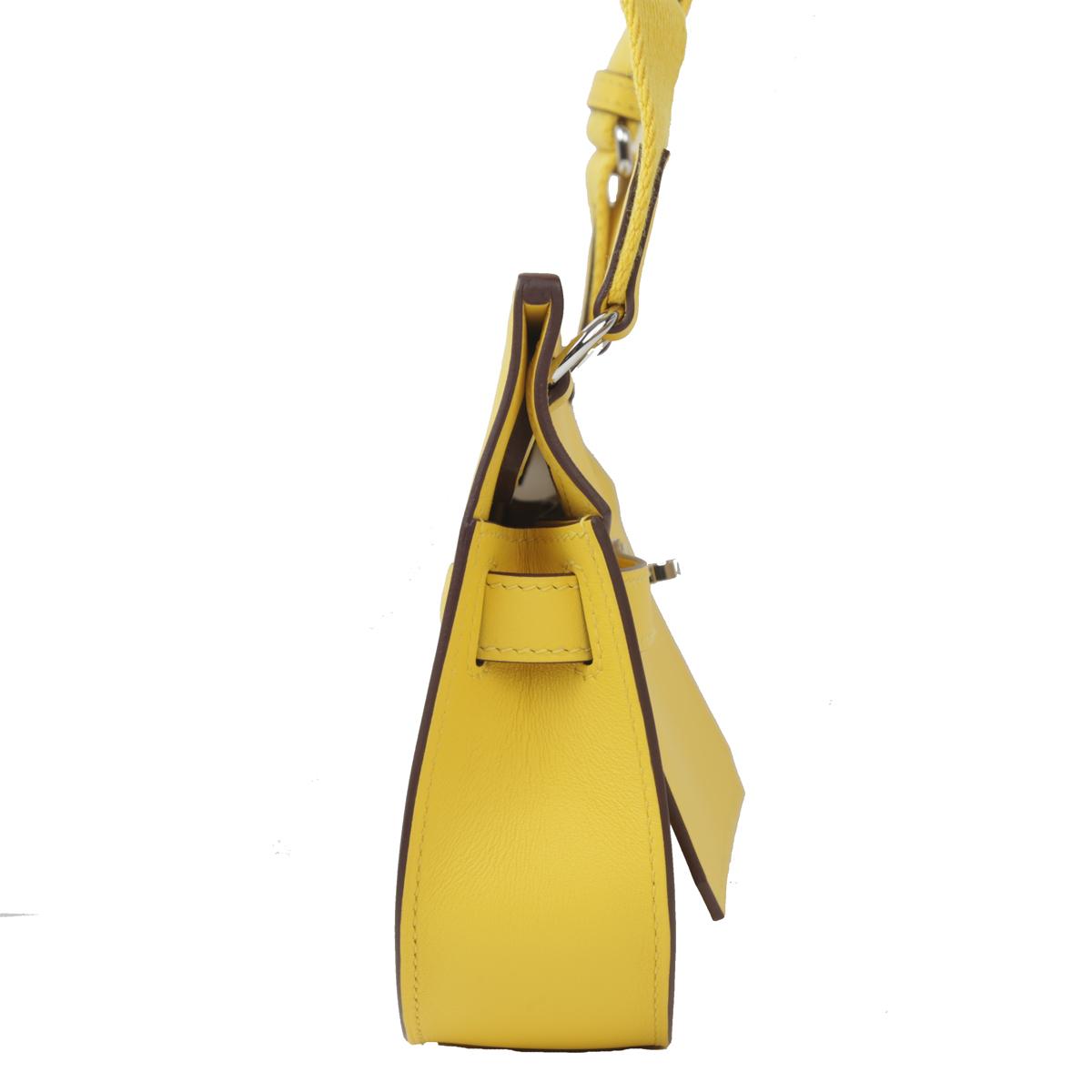 HERMÈS Jypsiere Mini shoulder bag in Jaune de Naples Swift leather with Palladium hardware - 5