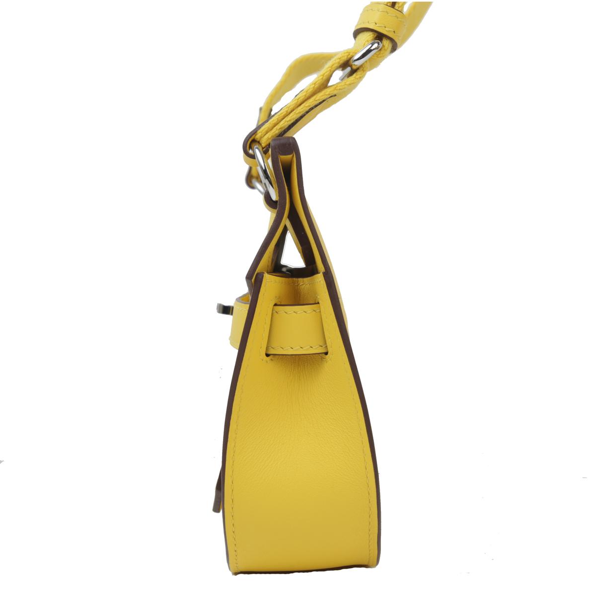 HERMÈS Jypsiere Mini shoulder bag in Jaune de Naples Swift leather with Palladium hardware - 4