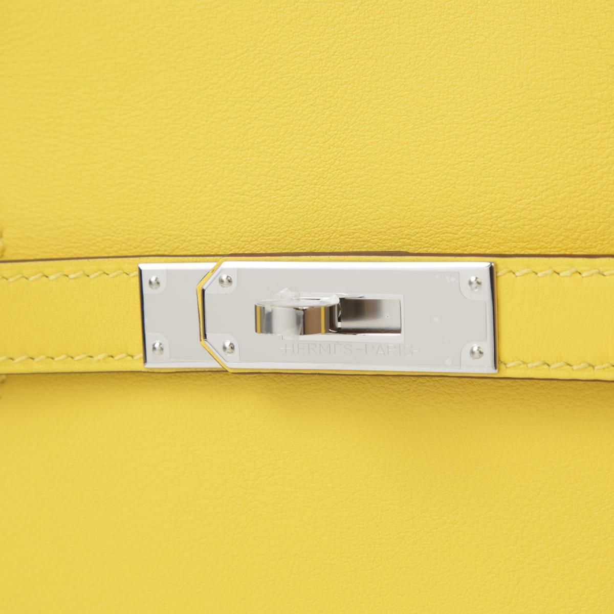 HERMÈS Jypsiere Mini shoulder bag in Jaune de Naples Swift leather with Palladium hardware - 13