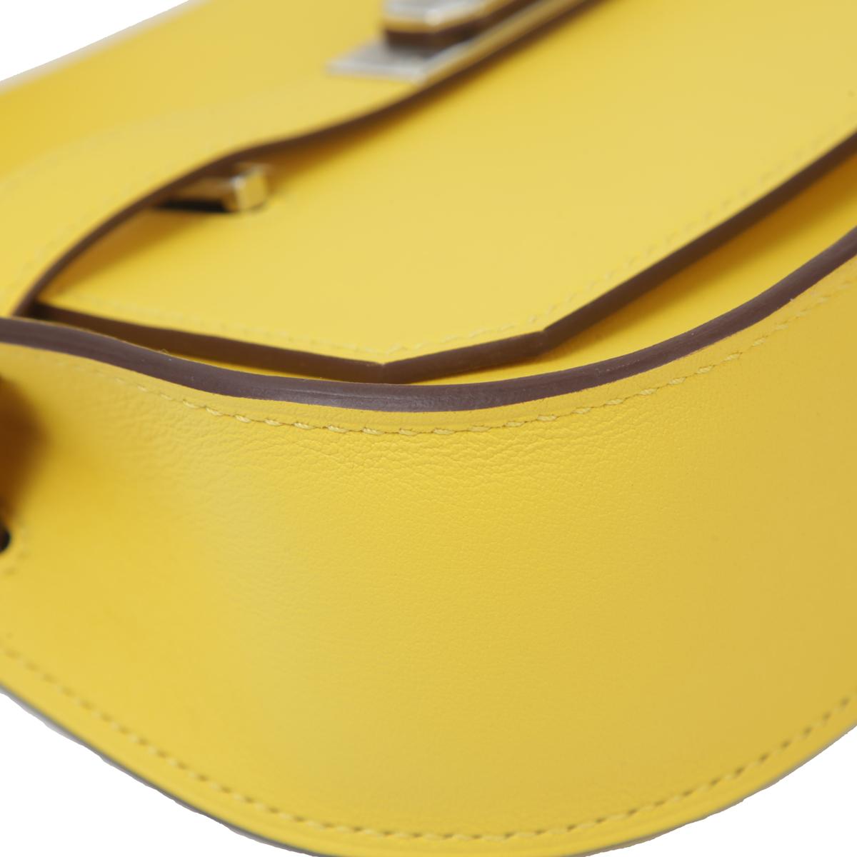 HERMÈS Jypsiere Mini shoulder bag in Jaune de Naples Swift leather with Palladium hardware - 9