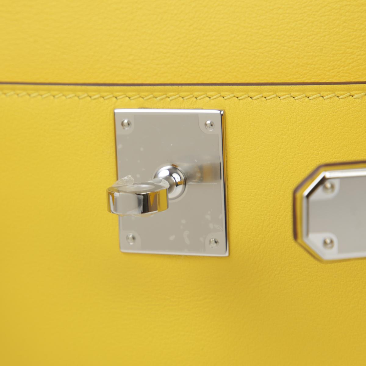 HERMÈS Jypsiere Mini shoulder bag in Jaune de Naples Swift leather with Palladium hardware - 14