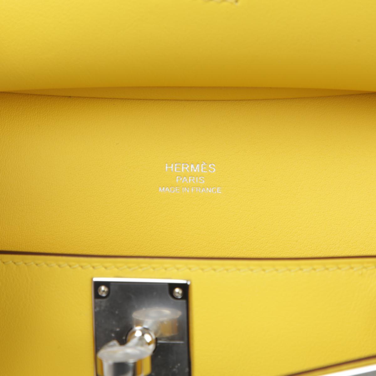 HERMÈS Jypsiere Mini shoulder bag in Jaune de Naples Swift leather with Palladium hardware - 15