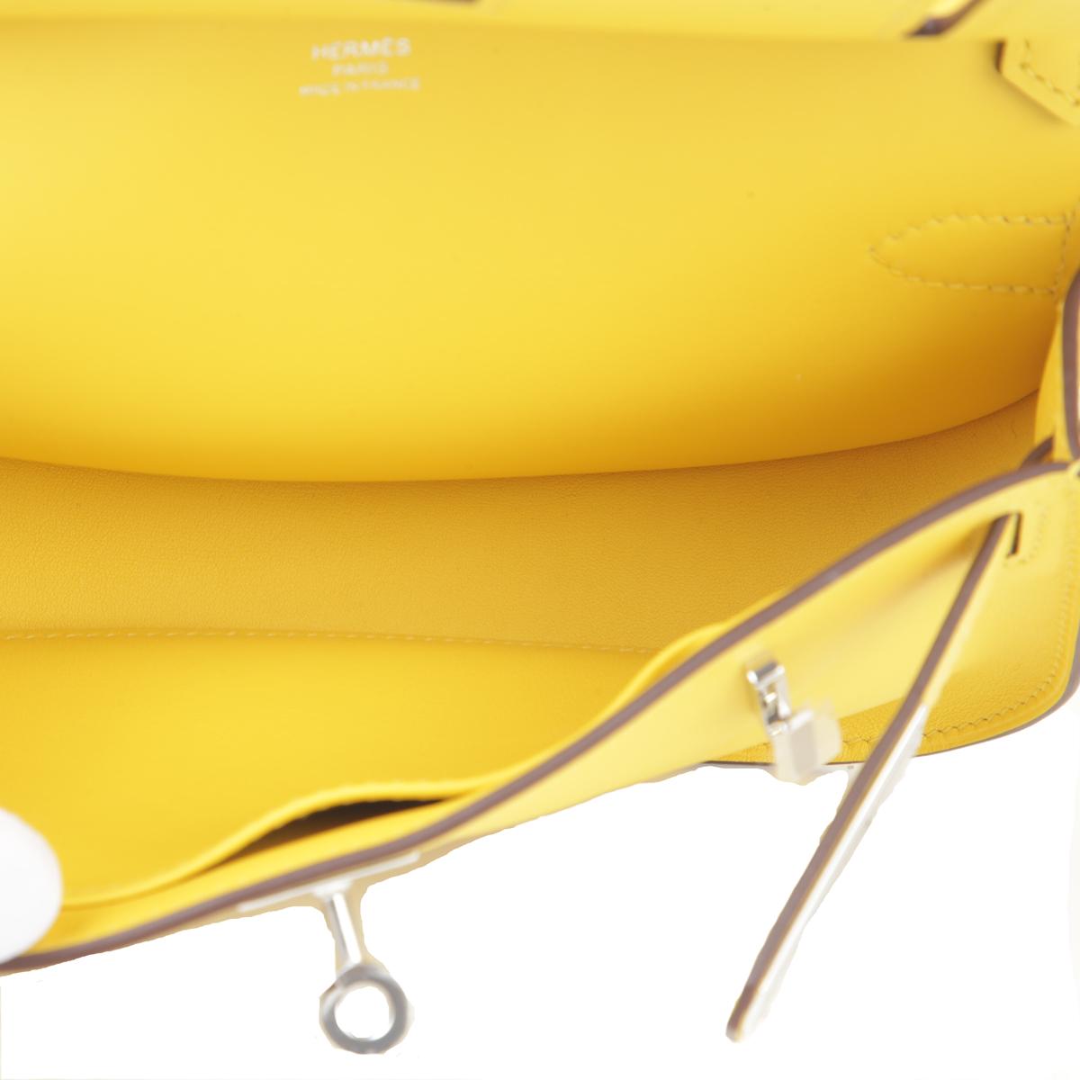 HERMÈS Jypsiere Mini shoulder bag in Jaune de Naples Swift leather with Palladium hardware - 16