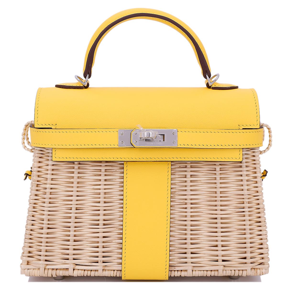 Brand New ( Rank N ) HERMÈS Limited Edition Kelly Picnic Mini Jaune de Naples (9O) Swift Palladium hardware B (2023) - 1