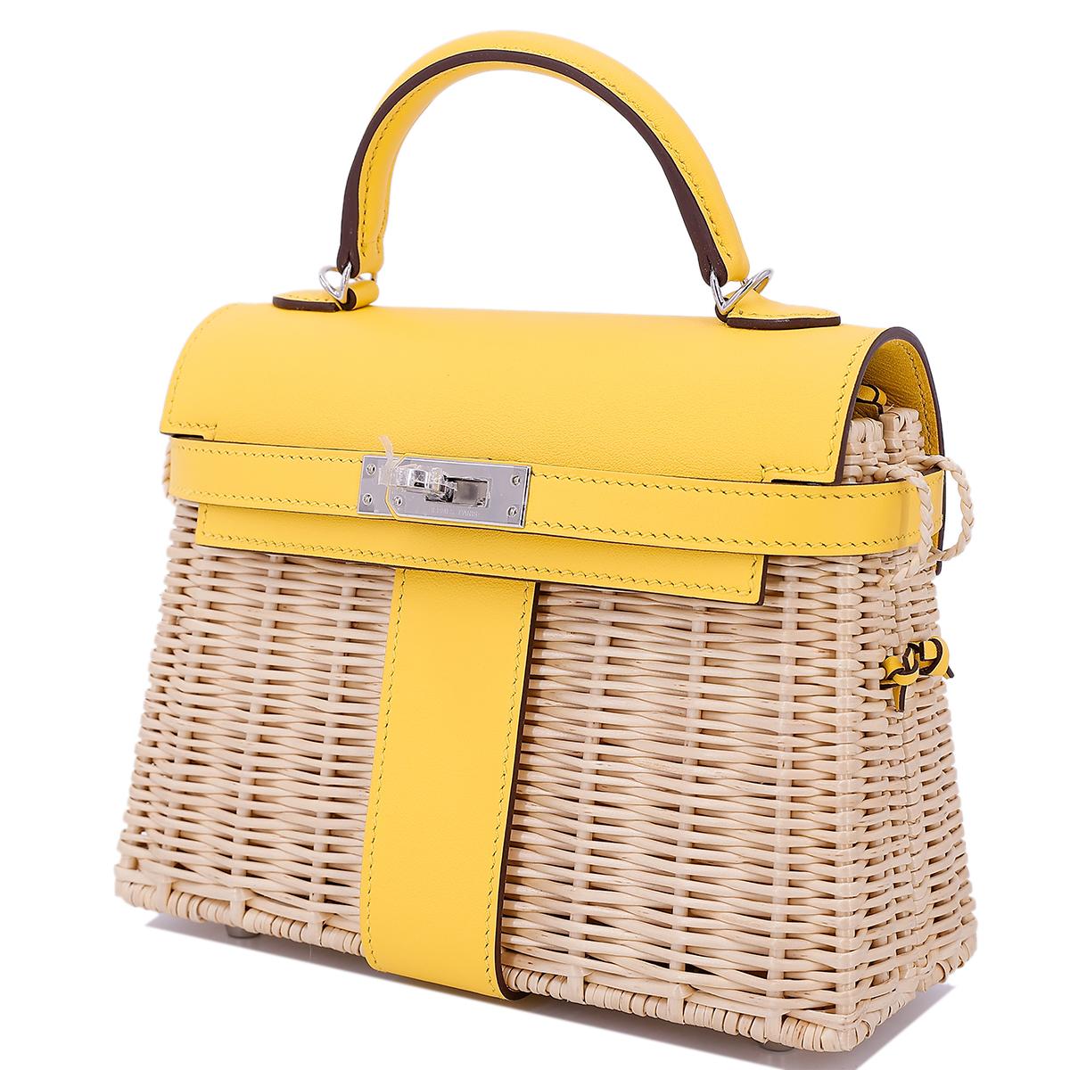 Brand New ( Rank N ) HERMÈS Limited Edition Kelly Picnic Mini Jaune de Naples (9O) Swift Palladium hardware B (2023) - 2