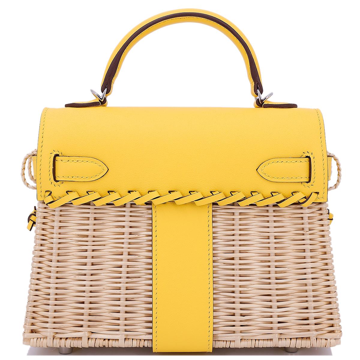 Brand New ( Rank N ) HERMÈS Limited Edition Kelly Picnic Mini Jaune de Naples (9O) Swift Palladium hardware B (2023) - 3