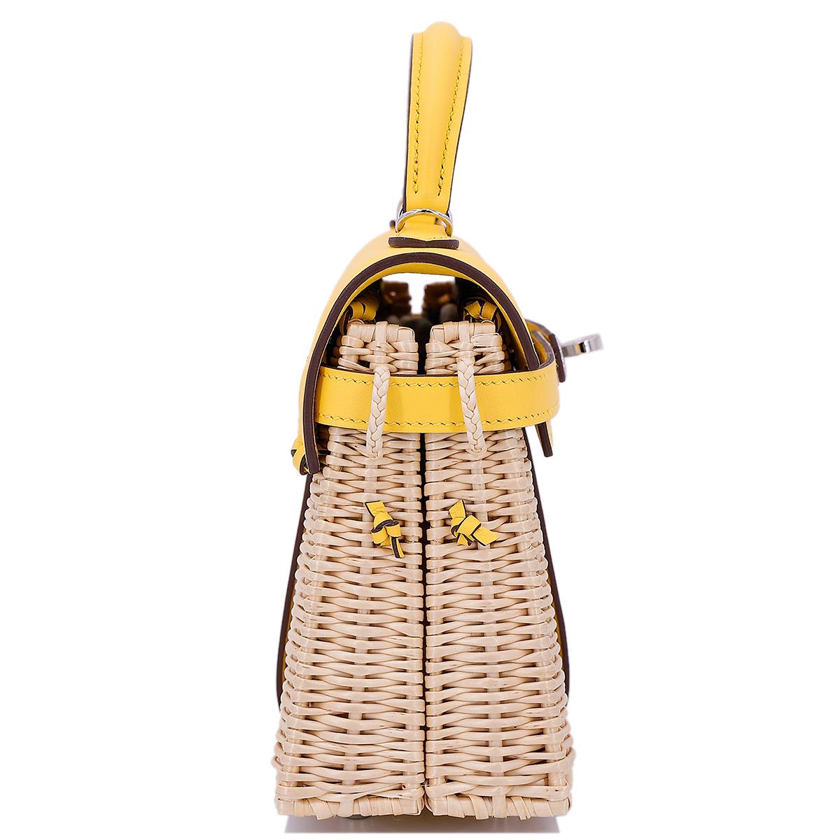 Brand New ( Rank N ) HERMÈS Limited Edition Kelly Picnic Mini Jaune de Naples (9O) Swift Palladium hardware B (2023) - 5