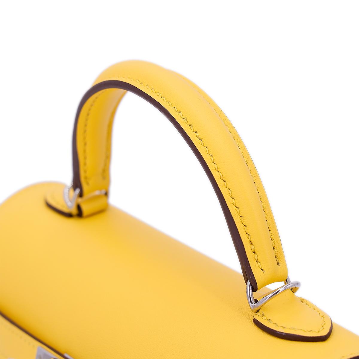 Brand New ( Rank N ) HERMÈS Limited Edition Kelly Picnic Mini Jaune de Naples (9O) Swift Palladium hardware B (2023) - 7