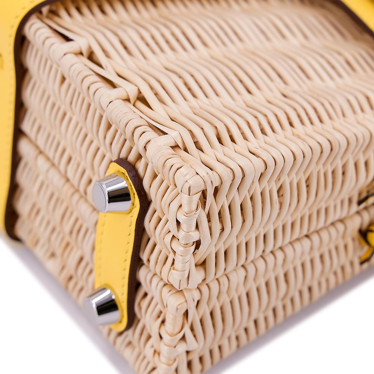 Brand New ( Rank N ) HERMÈS Limited Edition Kelly Picnic Mini Jaune de Naples (9O) Swift Palladium hardware B (2023) - 8