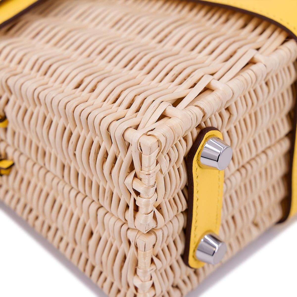 Brand New ( Rank N ) HERMÈS Limited Edition Kelly Picnic Mini Jaune de Naples (9O) Swift Palladium hardware B (2023) - 9