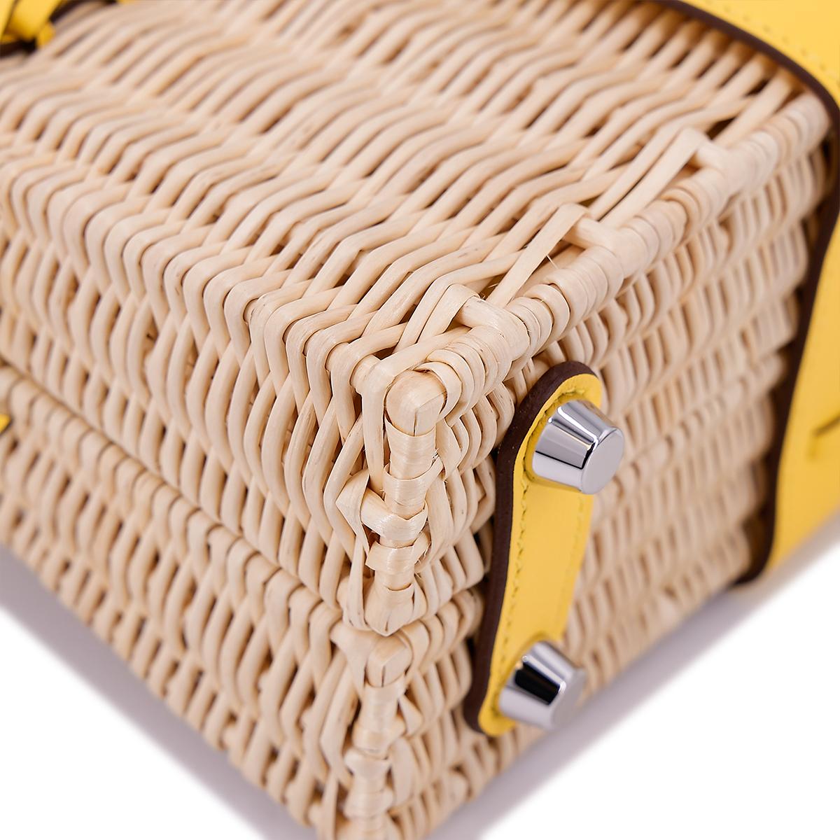 Brand New ( Rank N ) HERMÈS Limited Edition Kelly Picnic Mini Jaune de Naples (9O) Swift Palladium hardware B (2023) - 10