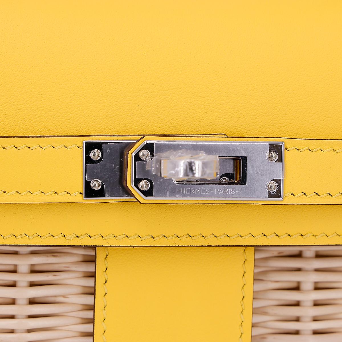 Brand New ( Rank N ) HERMÈS Limited Edition Kelly Picnic Mini Jaune de Naples (9O) Swift Palladium hardware B (2023) - 13