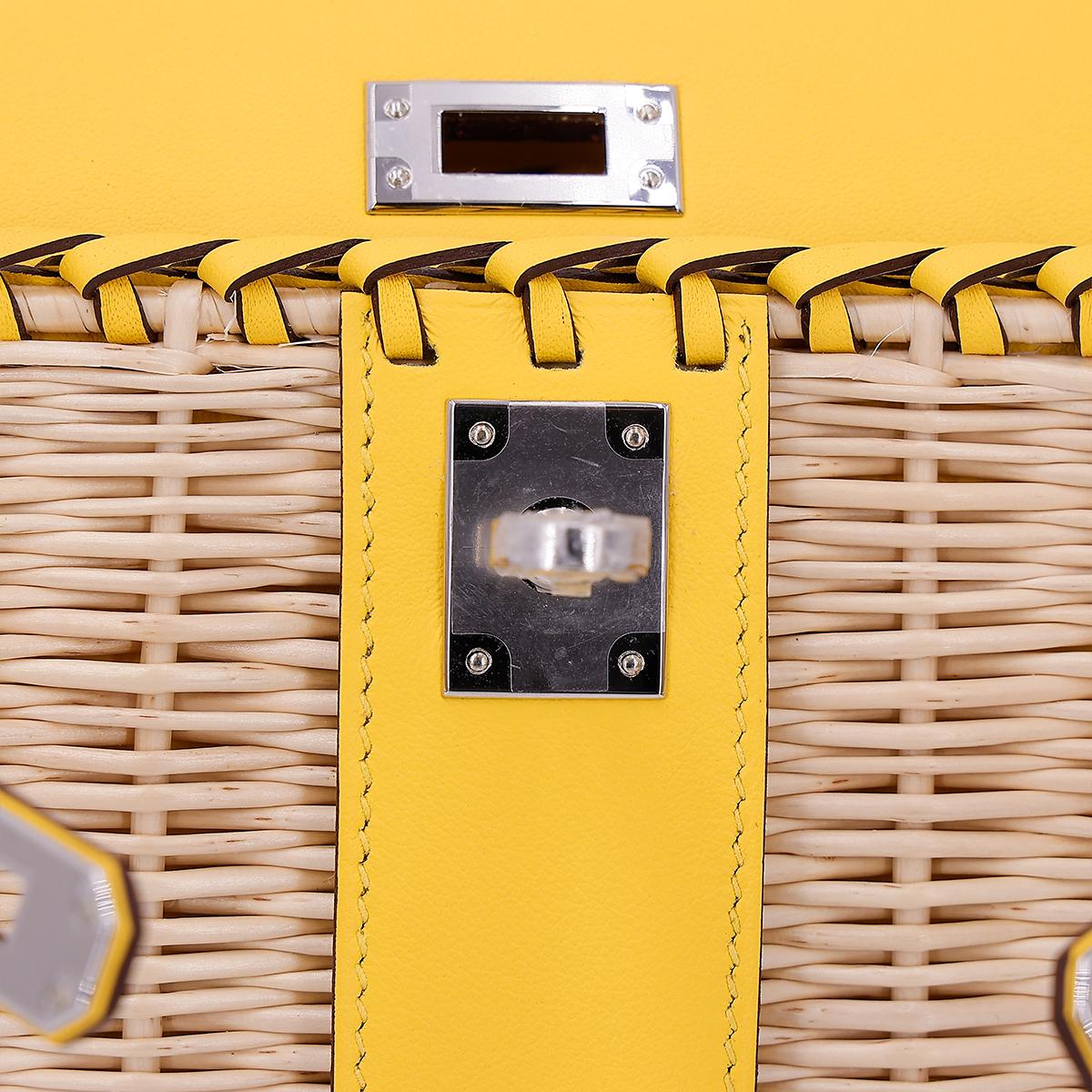 Brand New ( Rank N ) HERMÈS Limited Edition Kelly Picnic Mini Jaune de Naples (9O) Swift Palladium hardware B (2023) - 14