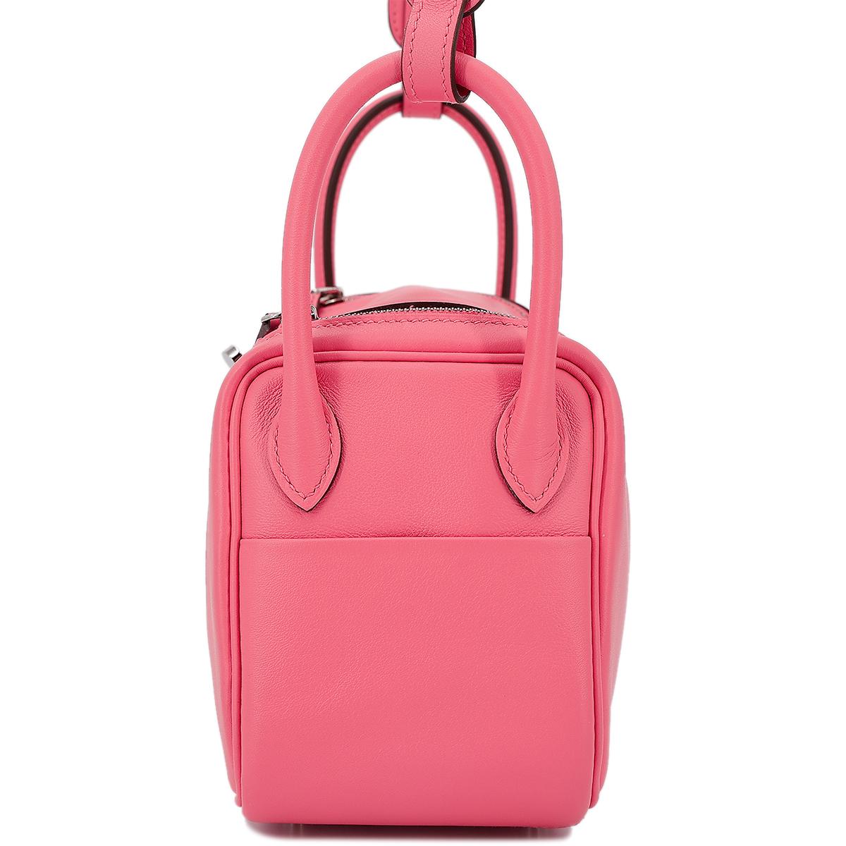 Very Good ( Rank A) HERMÈS Mini Lindy Rose Azalee (8W) Swift Palladium hardware B (2023) - 4