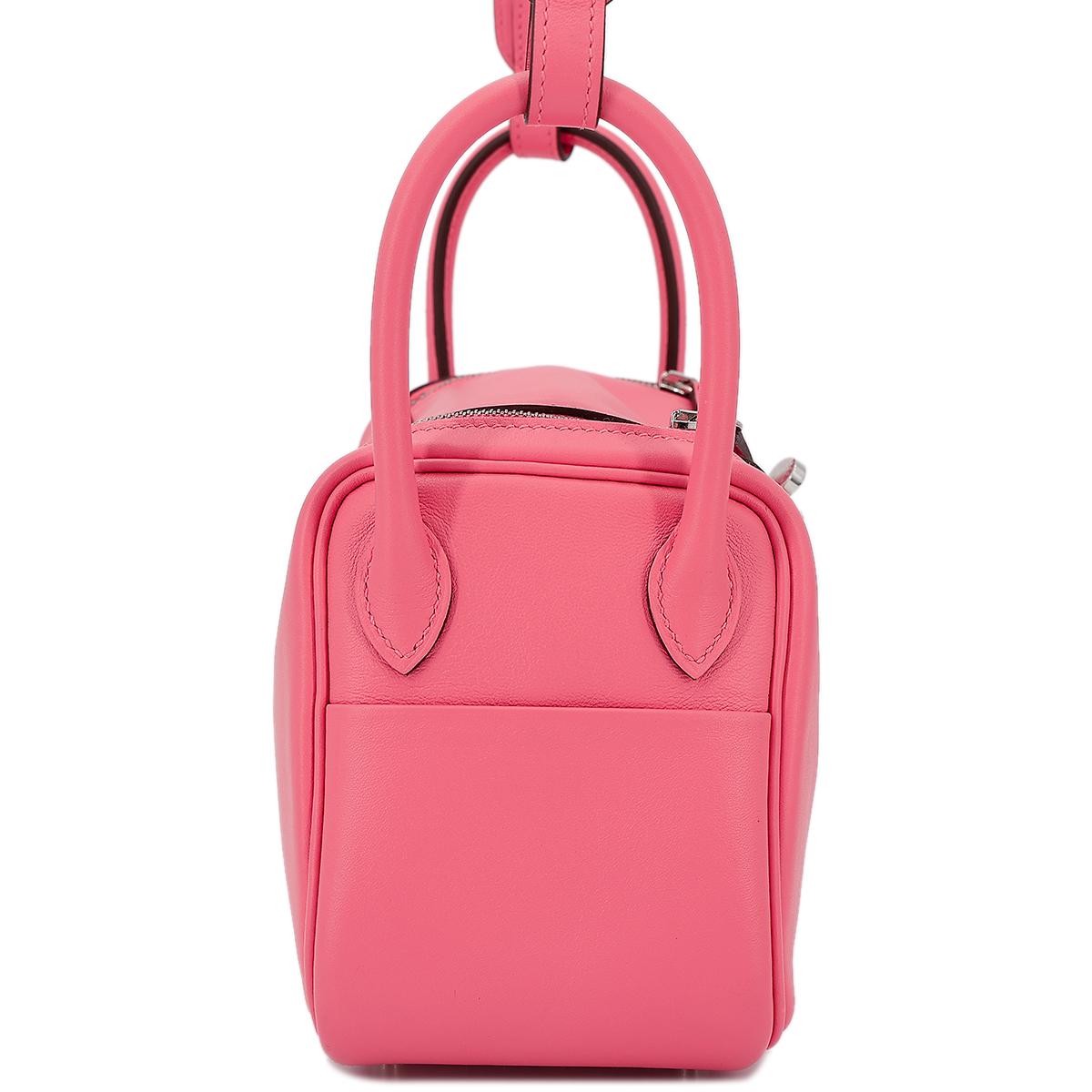 Very Good ( Rank A) HERMÈS Mini Lindy Rose Azalee (8W) Swift Palladium hardware B (2023) - 5