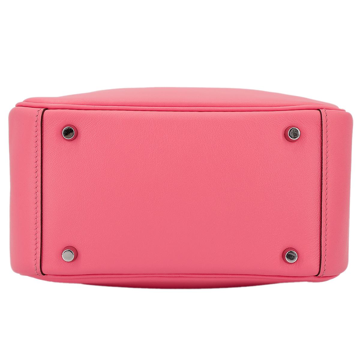 Very Good ( Rank A) HERMÈS Mini Lindy Rose Azalee (8W) Swift Palladium hardware B (2023) - 11