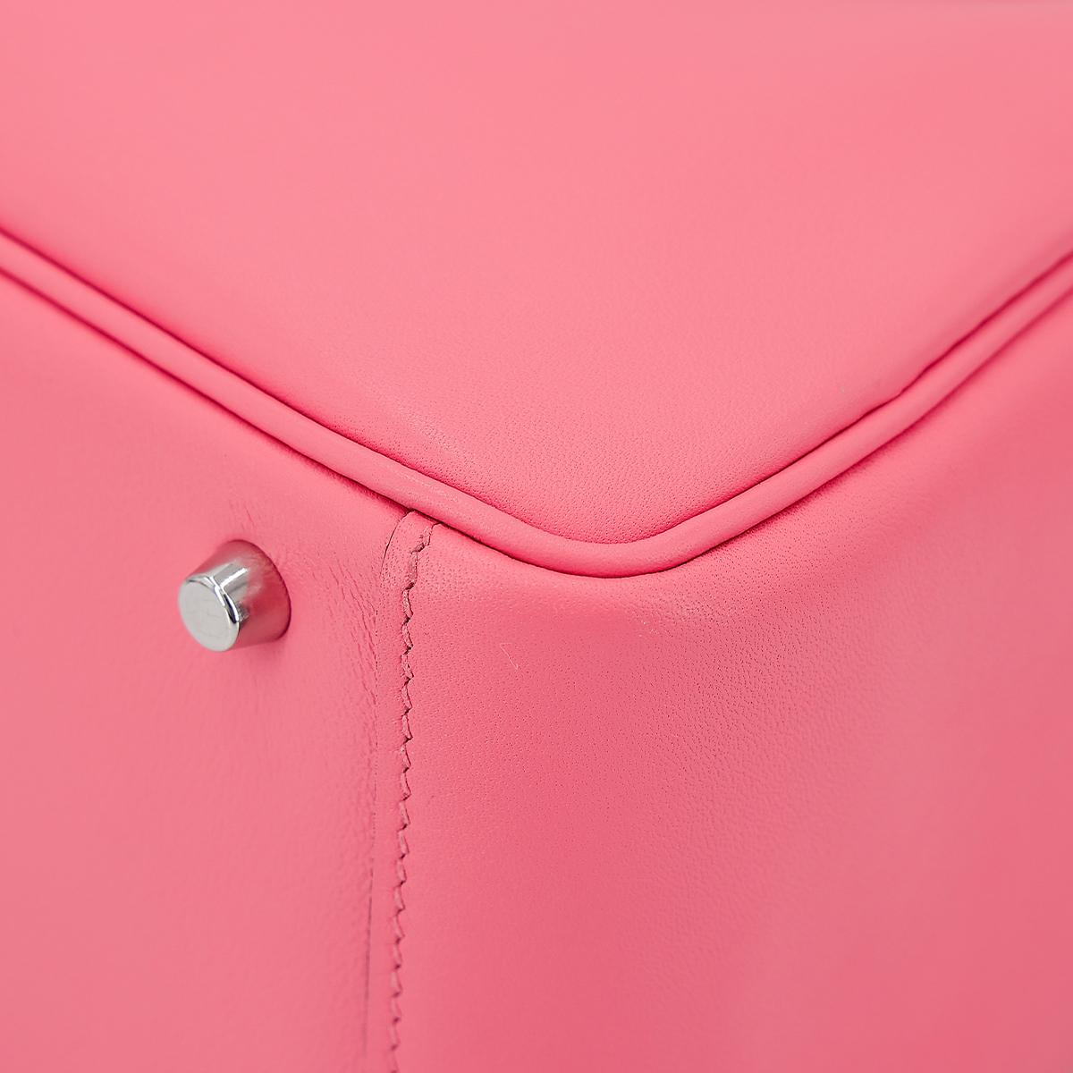 Very Good ( Rank A) HERMÈS Mini Lindy Rose Azalee (8W) Swift Palladium hardware B (2023) - 13