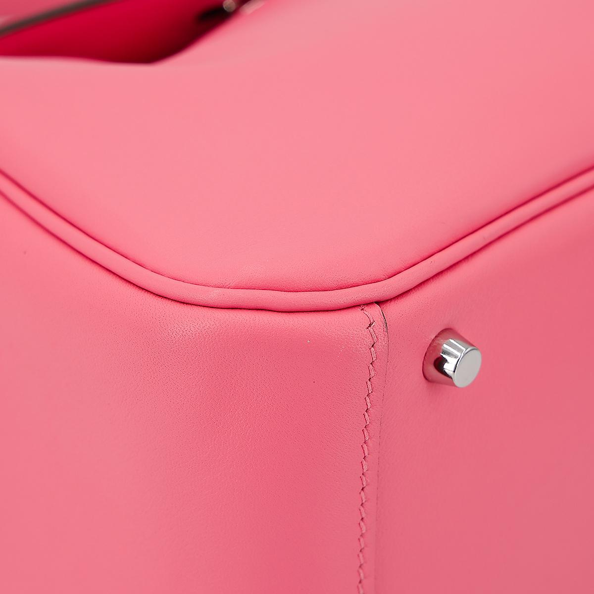 Very Good ( Rank A) HERMÈS Mini Lindy Rose Azalee (8W) Swift Palladium hardware B (2023) - 12