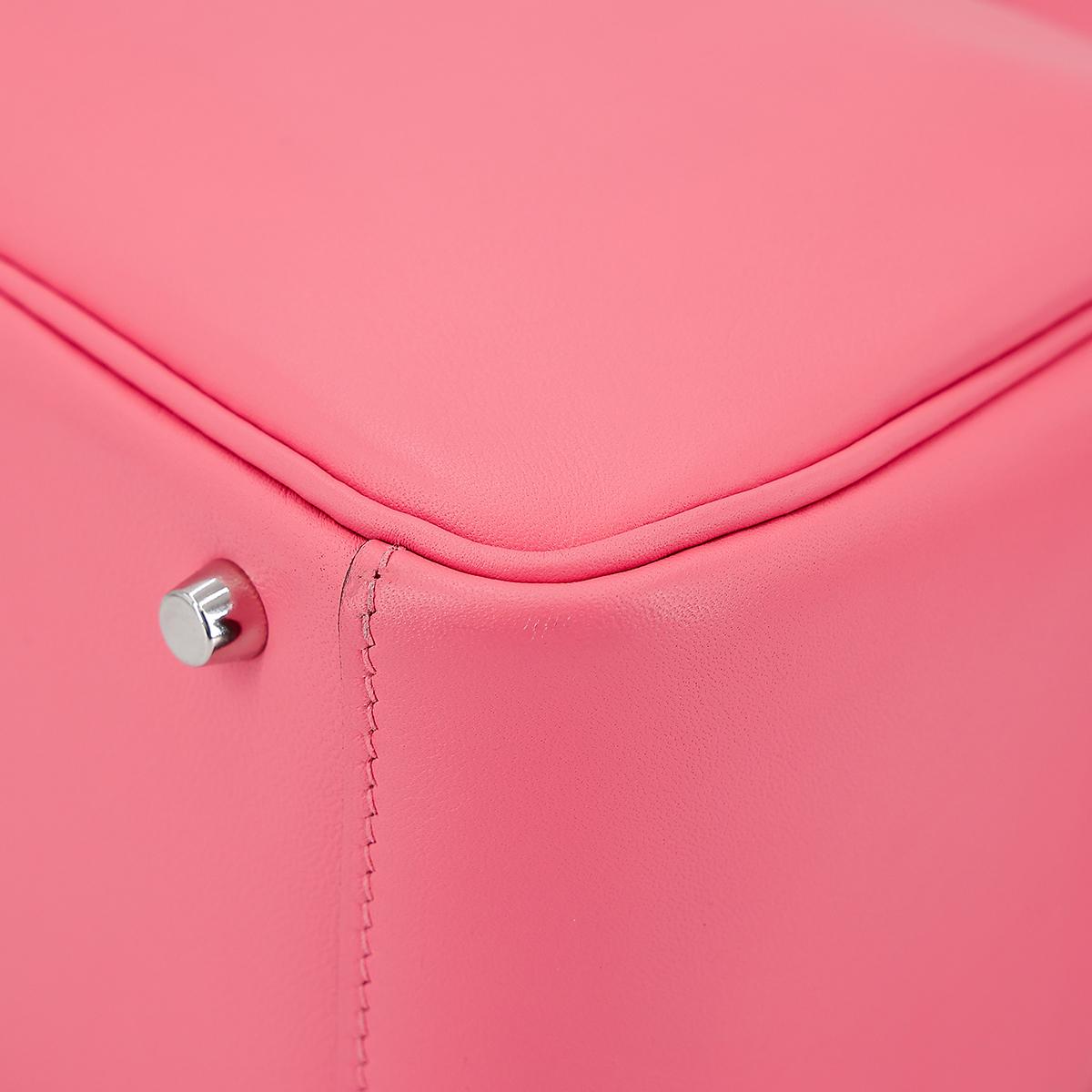 Very Good ( Rank A) HERMÈS Mini Lindy Rose Azalee (8W) Swift Palladium hardware B (2023) - 15