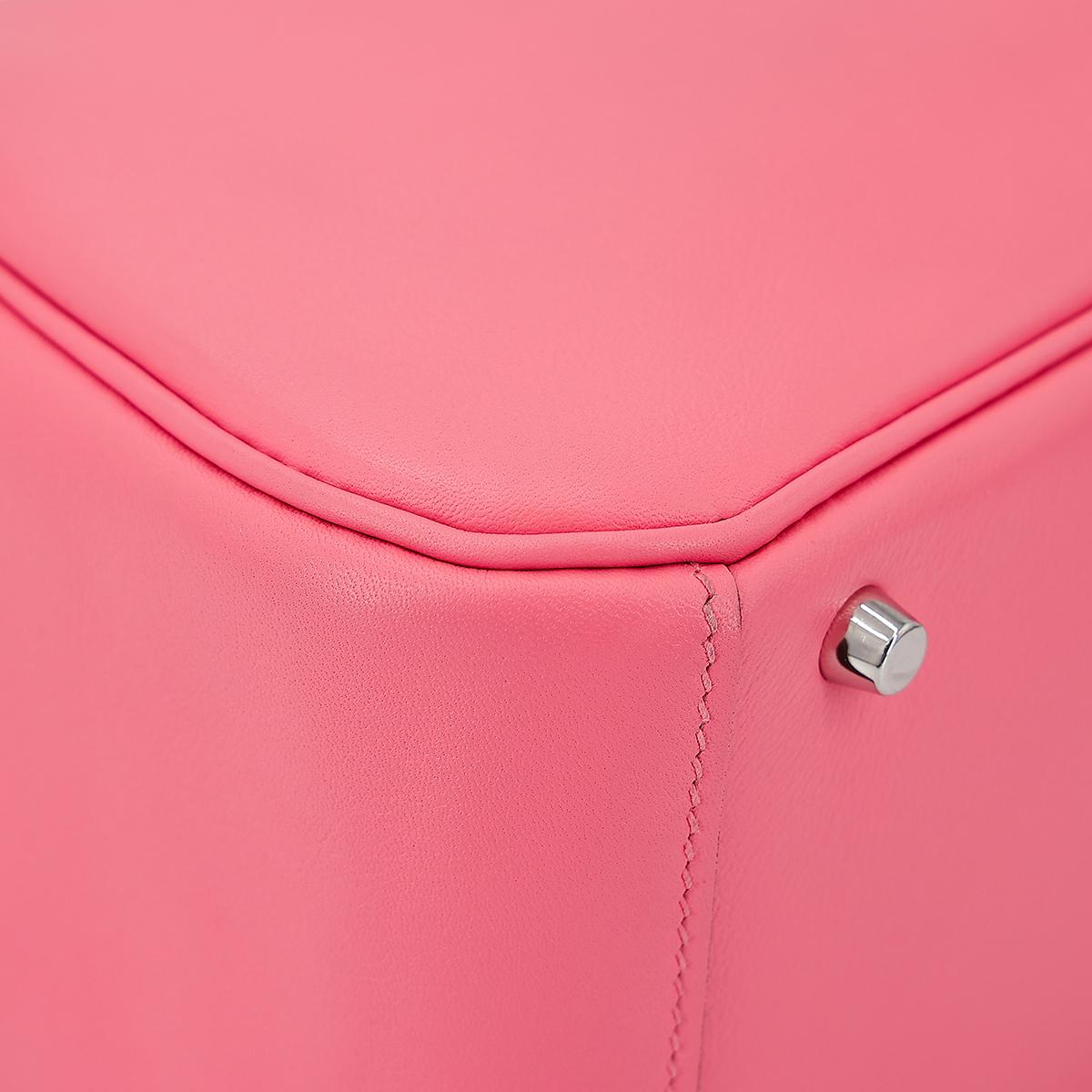 Very Good ( Rank A) HERMÈS Mini Lindy Rose Azalee (8W) Swift Palladium hardware B (2023) - 14