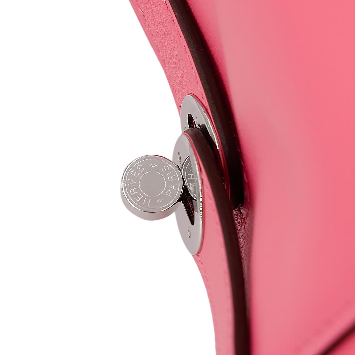 Very Good ( Rank A) HERMÈS Mini Lindy Rose Azalee (8W) Swift Palladium hardware B (2023) - 18