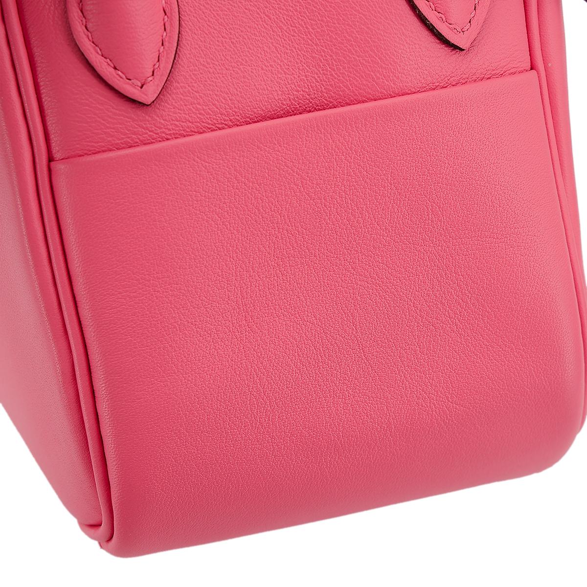 Very Good ( Rank A) HERMÈS Mini Lindy Rose Azalee (8W) Swift Palladium hardware B (2023) - 9
