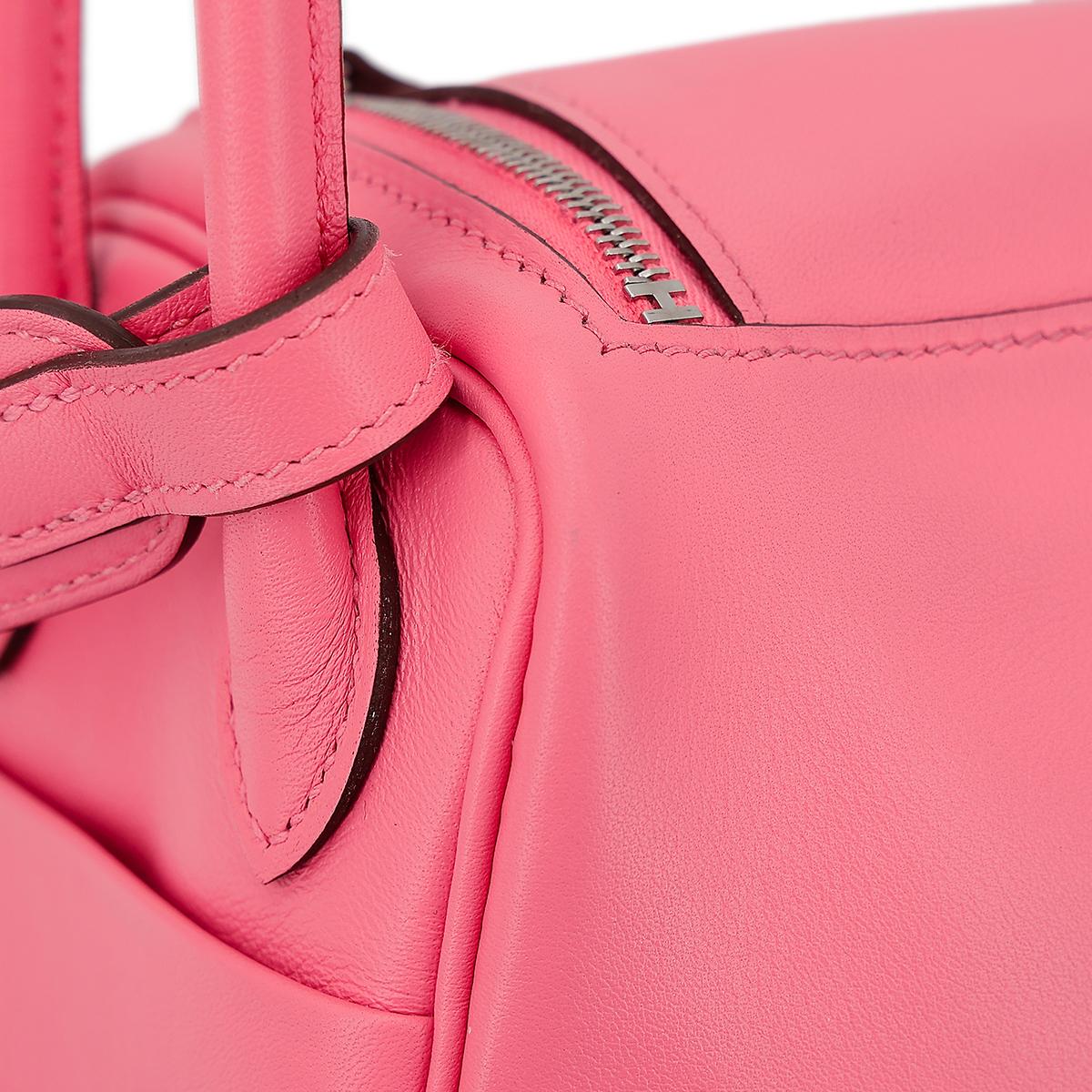 Very Good ( Rank A) HERMÈS Mini Lindy Rose Azalee (8W) Swift Palladium hardware B (2023) - 7
