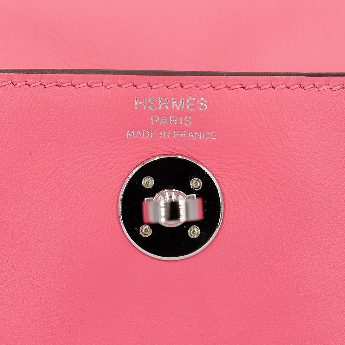 Very Good ( Rank A) HERMÈS Mini Lindy Rose Azalee (8W) Swift Palladium hardware B (2023) - 20