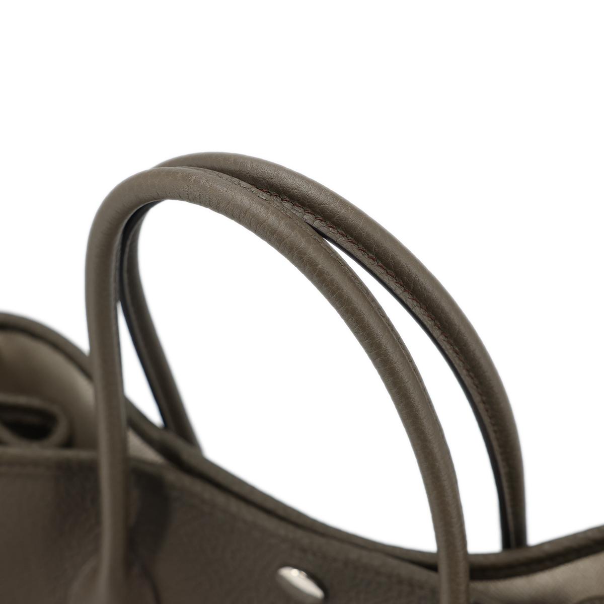 HERMÈS Garden Party 30 handbag in Eucalyptus Negonda leather with Palladium hardware - 6