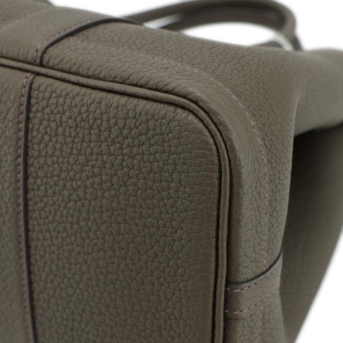 HERMÈS Garden Party 30 handbag in Eucalyptus Negonda leather with Palladium hardware - 11
