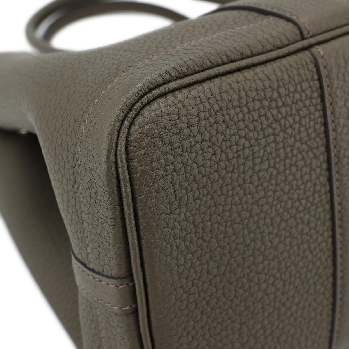 HERMÈS Garden Party 30 handbag in Eucalyptus Negonda leather with Palladium hardware - 10