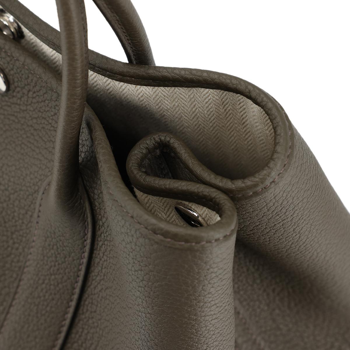 HERMÈS Garden Party 30 handbag in Eucalyptus Negonda leather with Palladium hardware - 13