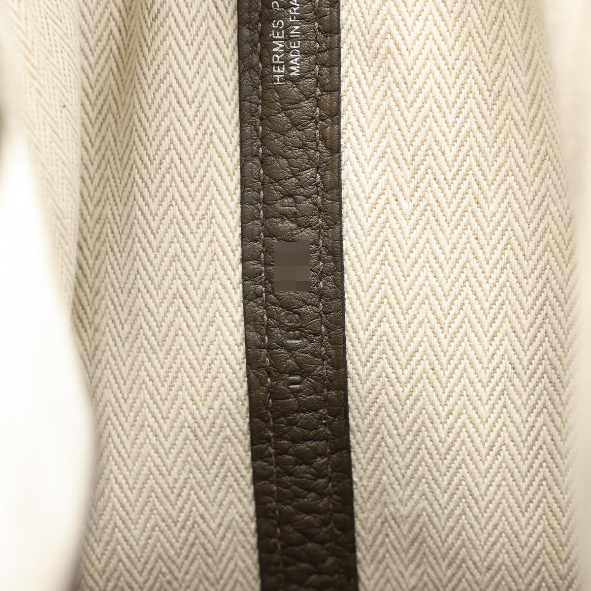 HERMÈS Garden Party 30 handbag in Eucalyptus Negonda leather with Palladium hardware - 15