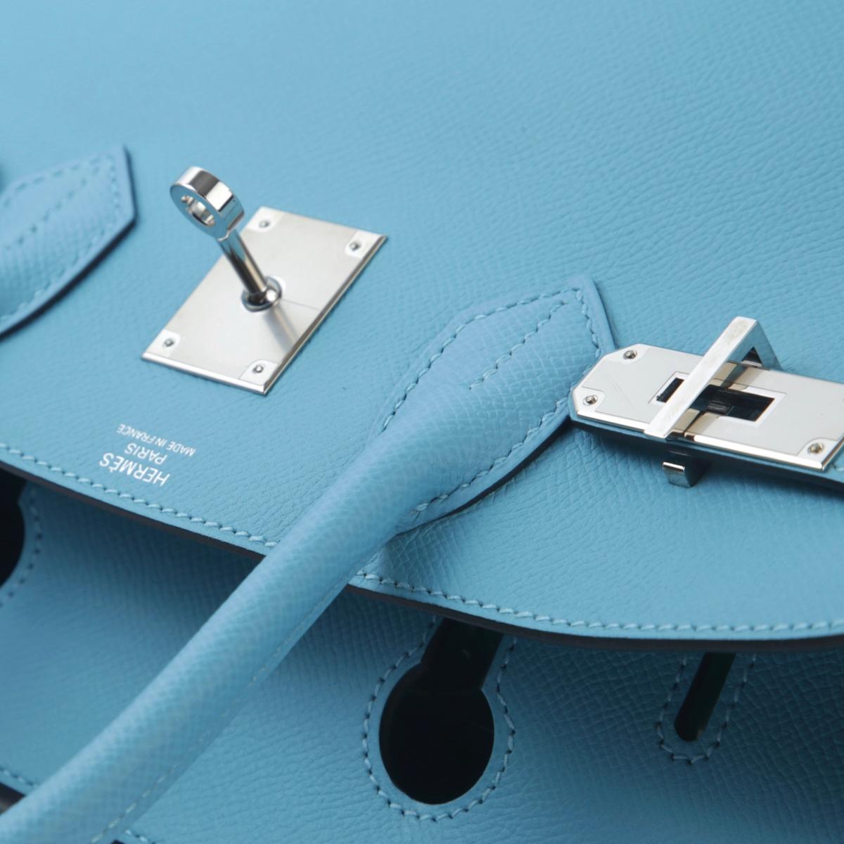 HERMÈS Birkin 30 handbag in Blue du Nord Epsom leather with Palladium hardware - 14