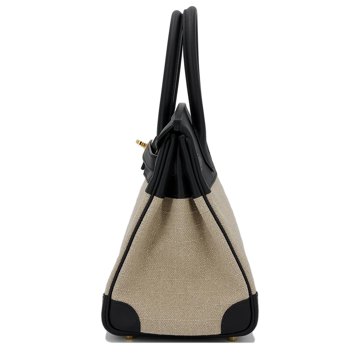 HERMÈS Limited Edition Birkin Quadrille 30 handbag in Black and Ficelle Canvas and Swift leather with Gold hardware - 4