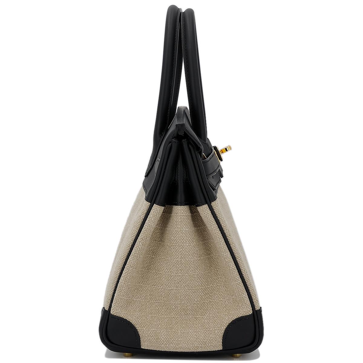 HERMÈS Limited Edition Birkin Quadrille 30 handbag in Black and Ficelle Canvas and Swift leather with Gold hardware - 5