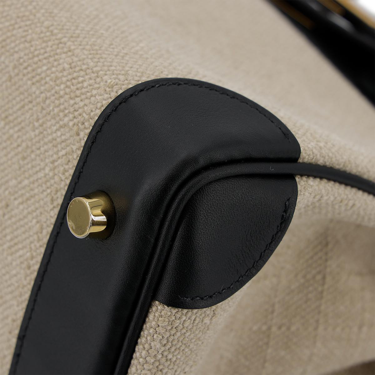 HERMÈS Limited Edition Birkin Quadrille 30 handbag in Black and Ficelle Canvas and Swift leather with Gold hardware - 9