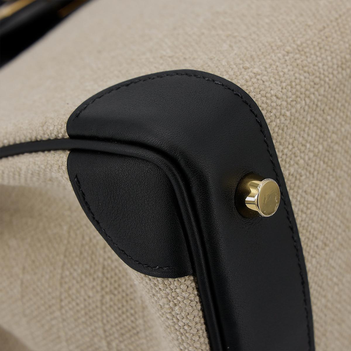 HERMÈS Limited Edition Birkin Quadrille 30 handbag in Black and Ficelle Canvas and Swift leather with Gold hardware - 8