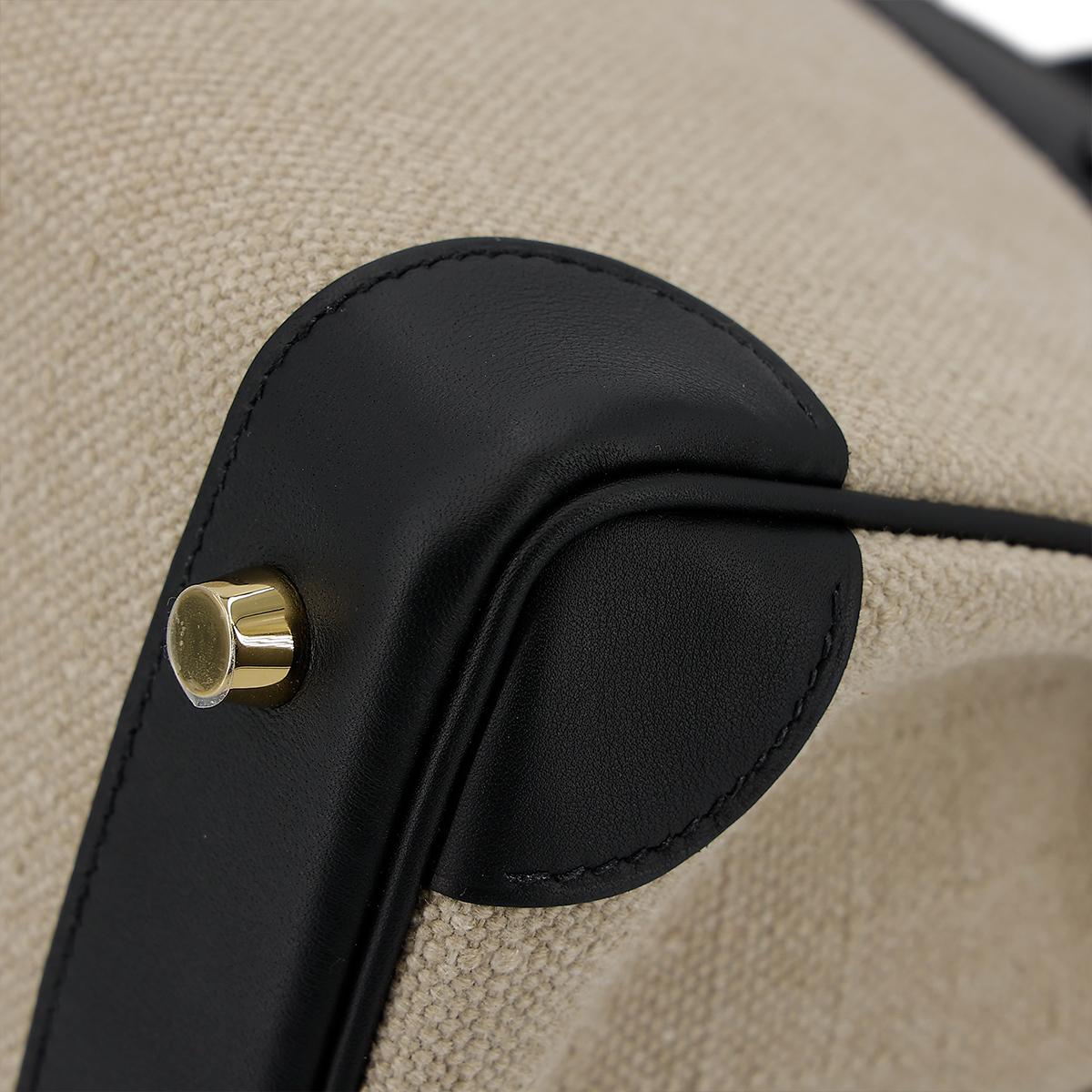 HERMÈS Limited Edition Birkin Quadrille 30 handbag in Black and Ficelle Canvas and Swift leather with Gold hardware - 11