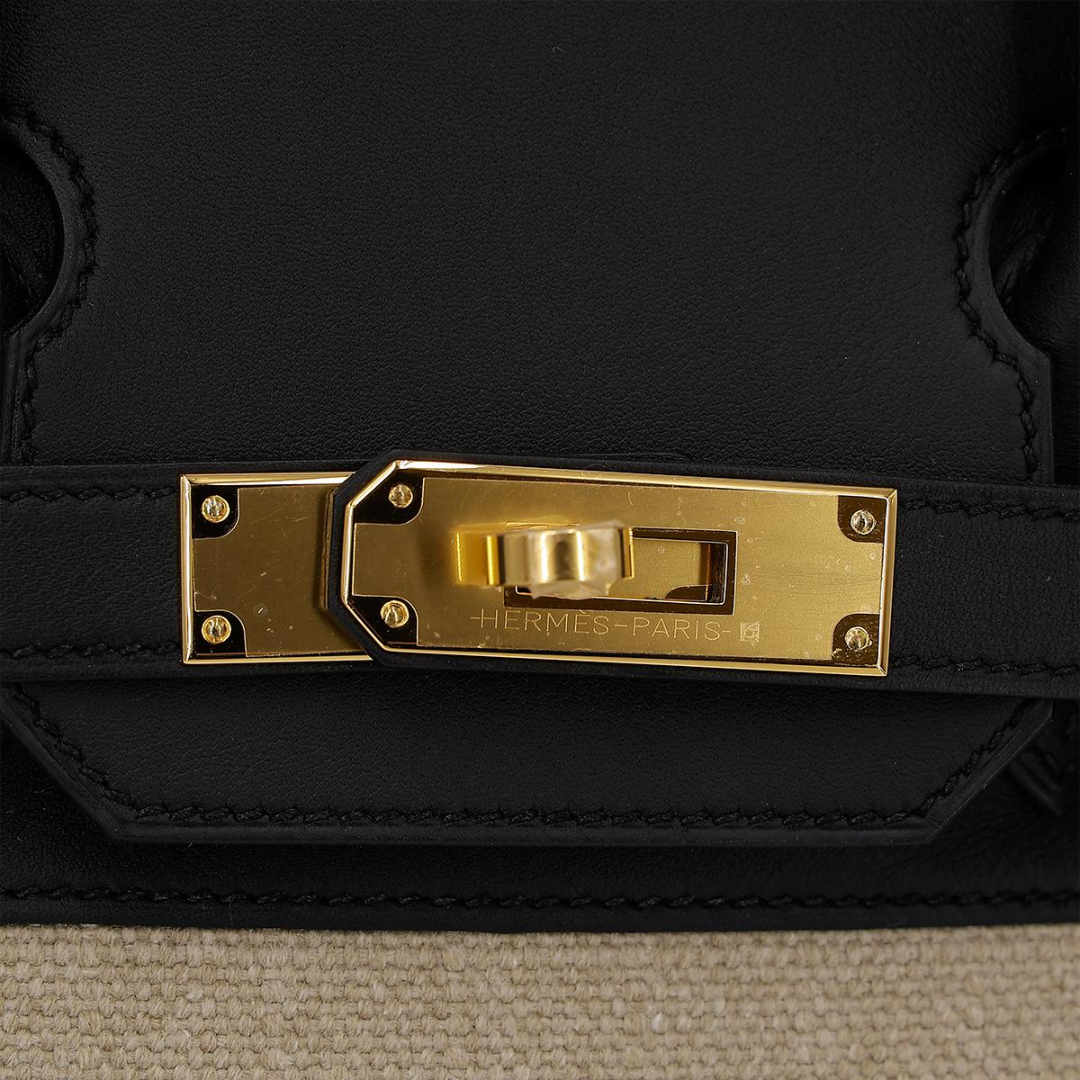 HERMÈS Limited Edition Birkin Quadrille 30 handbag in Black and Ficelle Canvas and Swift leather with Gold hardware - 12