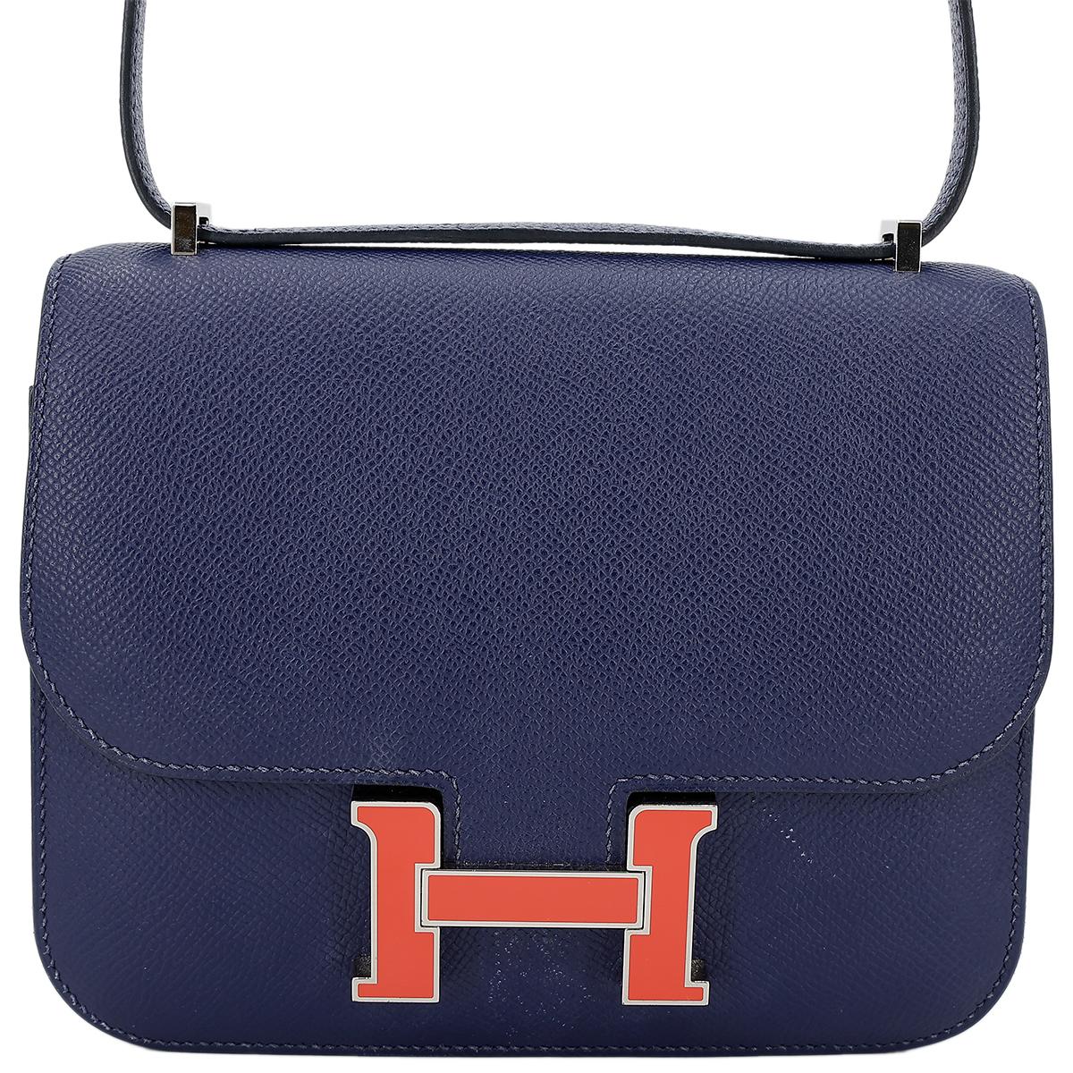 HERMÈS Constance Mini 19 shoulder bag in Blue Sapphire Epsom leather with Enamel hardware - 1