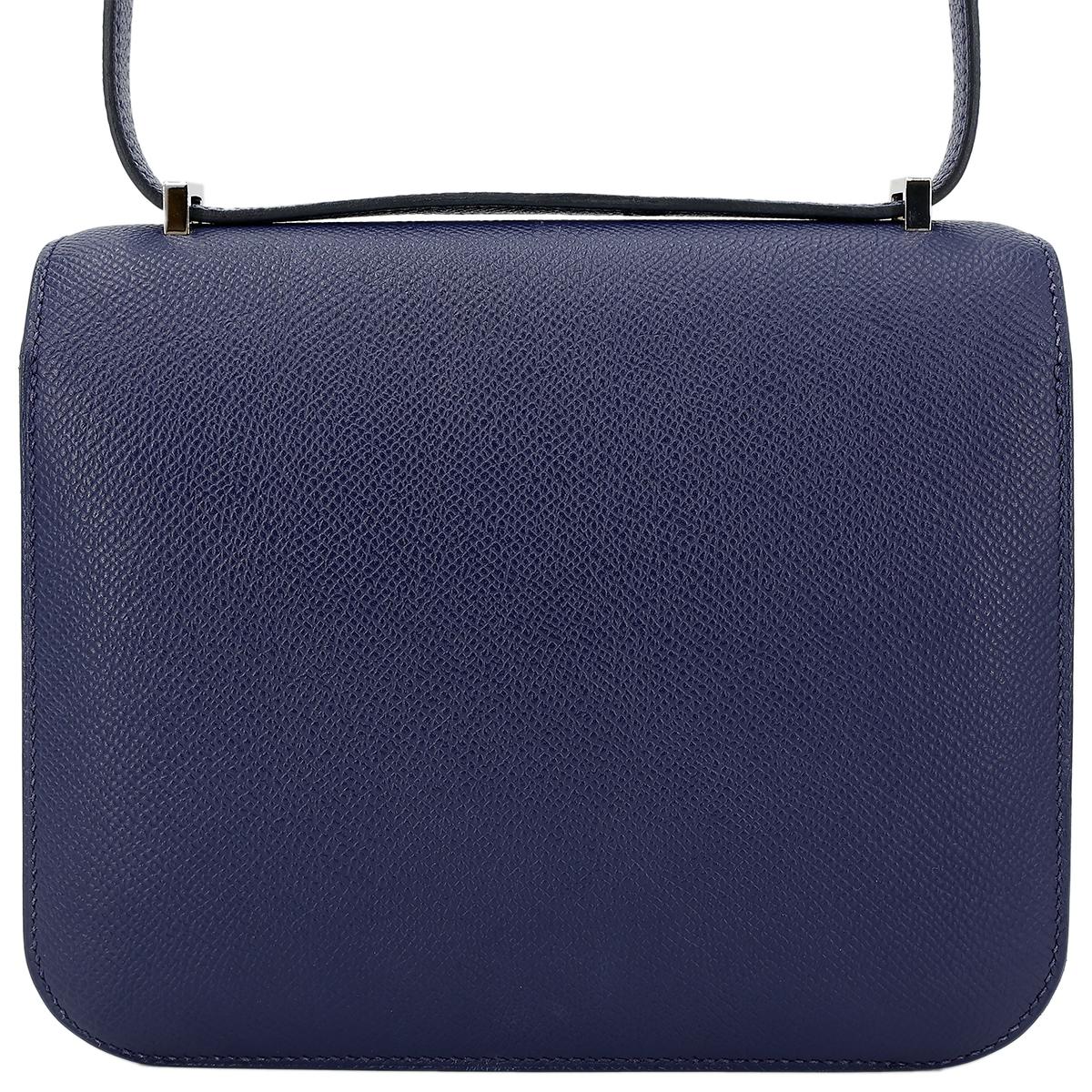 HERMÈS Constance Mini 19 shoulder bag in Blue Sapphire Epsom leather with Enamel hardware - 3