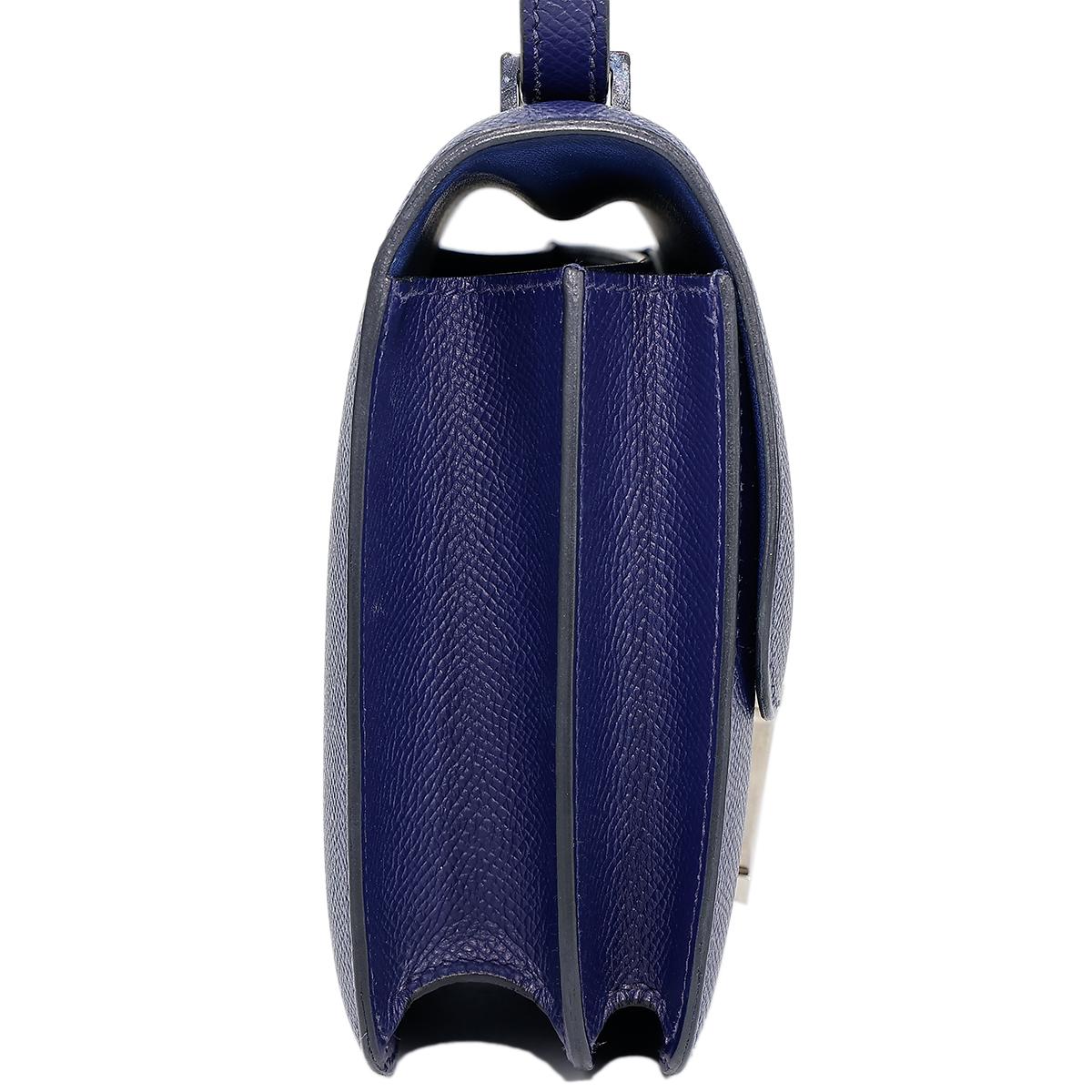 HERMÈS Constance Mini 19 shoulder bag in Blue Sapphire Epsom leather with Enamel hardware - 5