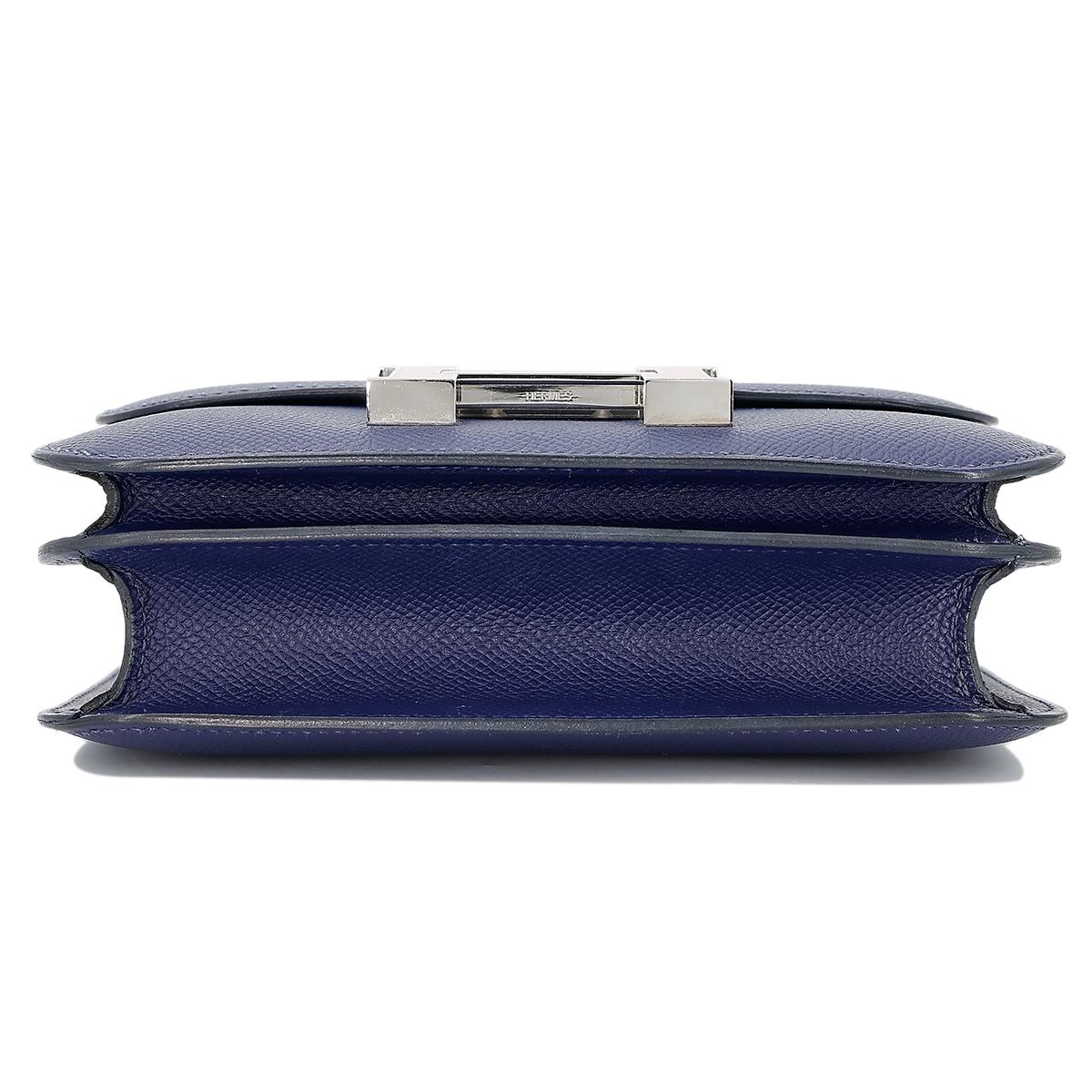 HERMÈS Constance Mini 19 shoulder bag in Blue Sapphire Epsom leather with Enamel hardware - 8