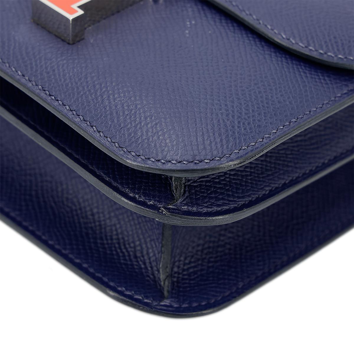 HERMÈS Constance Mini 19 shoulder bag in Blue Sapphire Epsom leather with Enamel hardware - 10