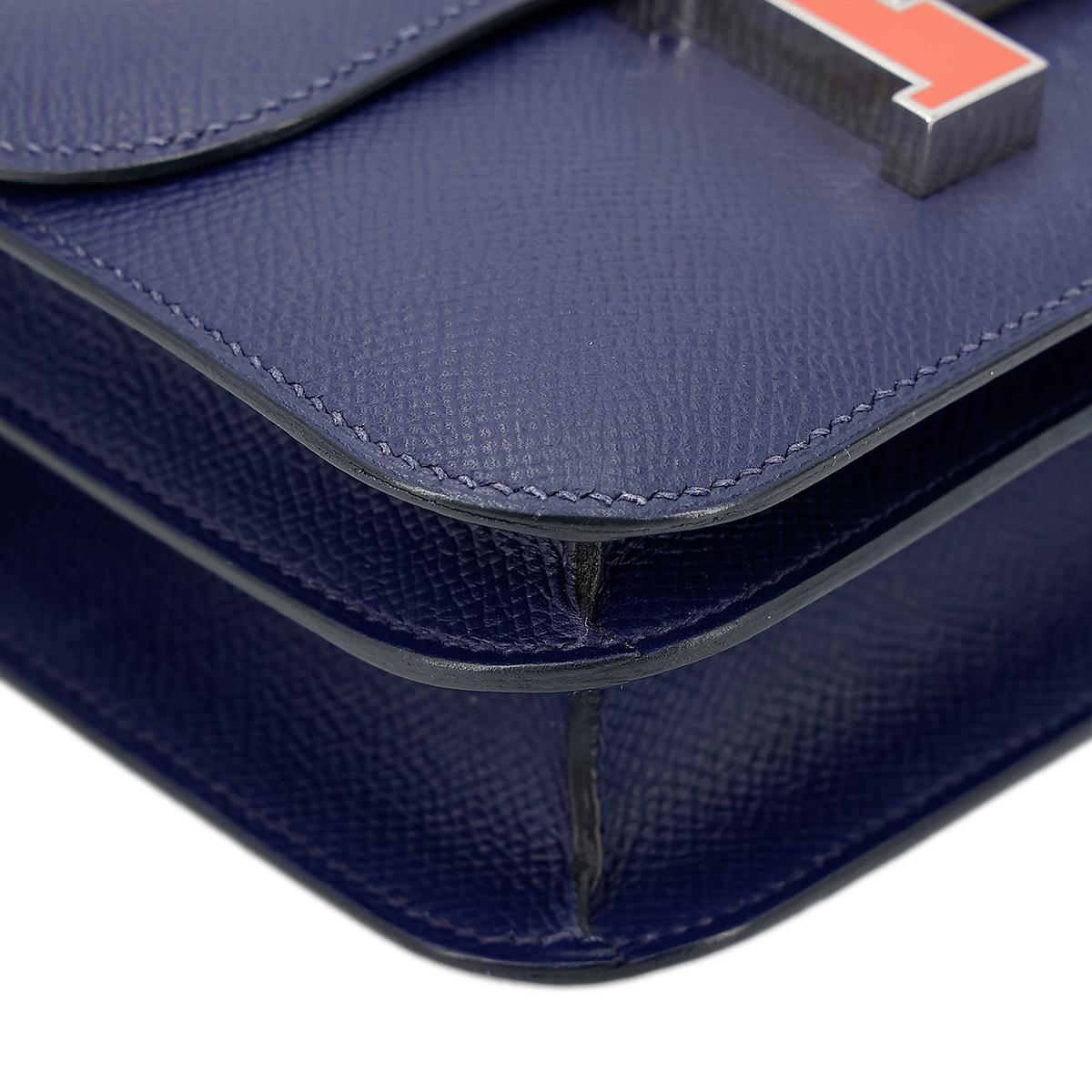 HERMÈS Constance Mini 19 shoulder bag in Blue Sapphire Epsom leather with Enamel hardware - 9