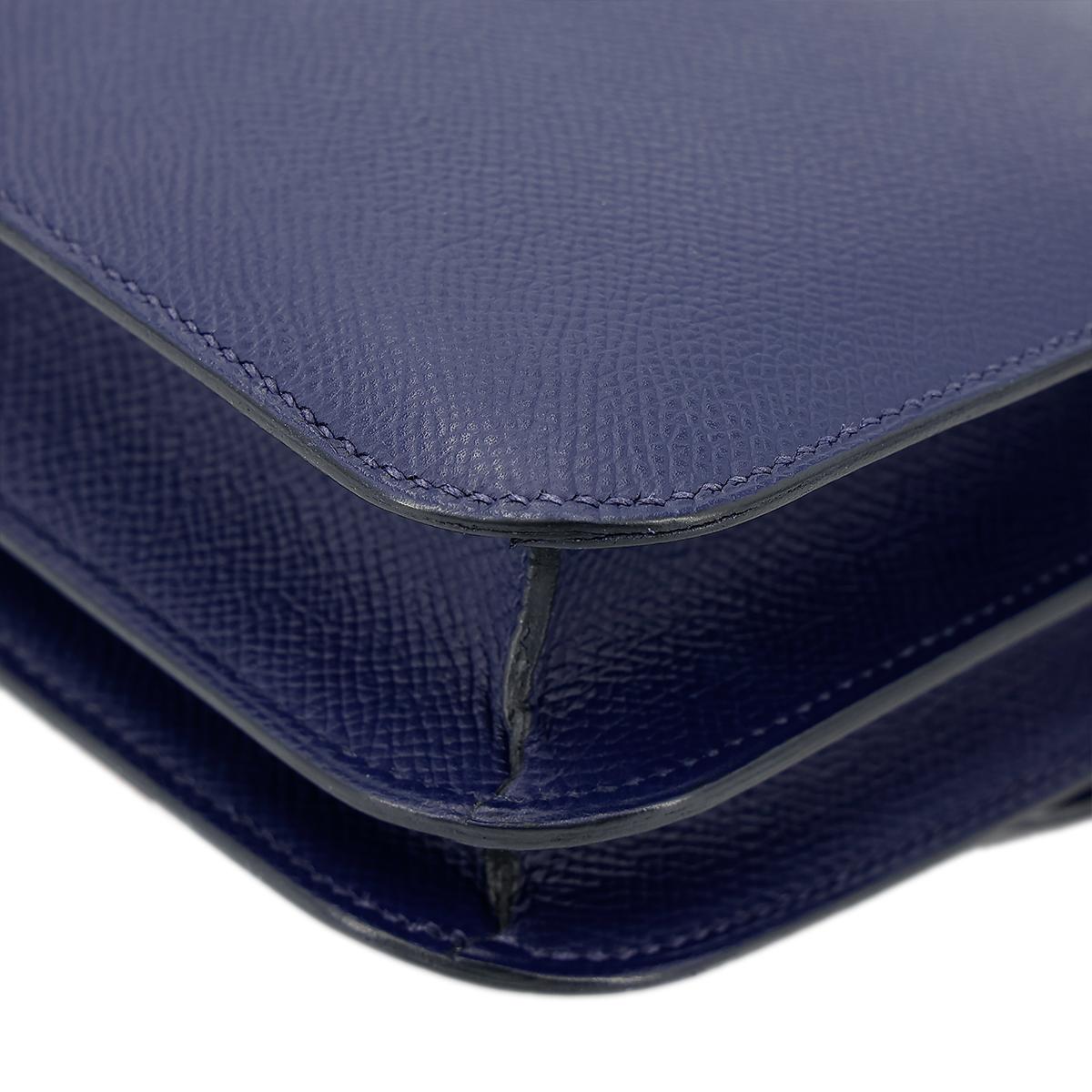 HERMÈS Constance Mini 19 shoulder bag in Blue Sapphire Epsom leather with Enamel hardware - 11