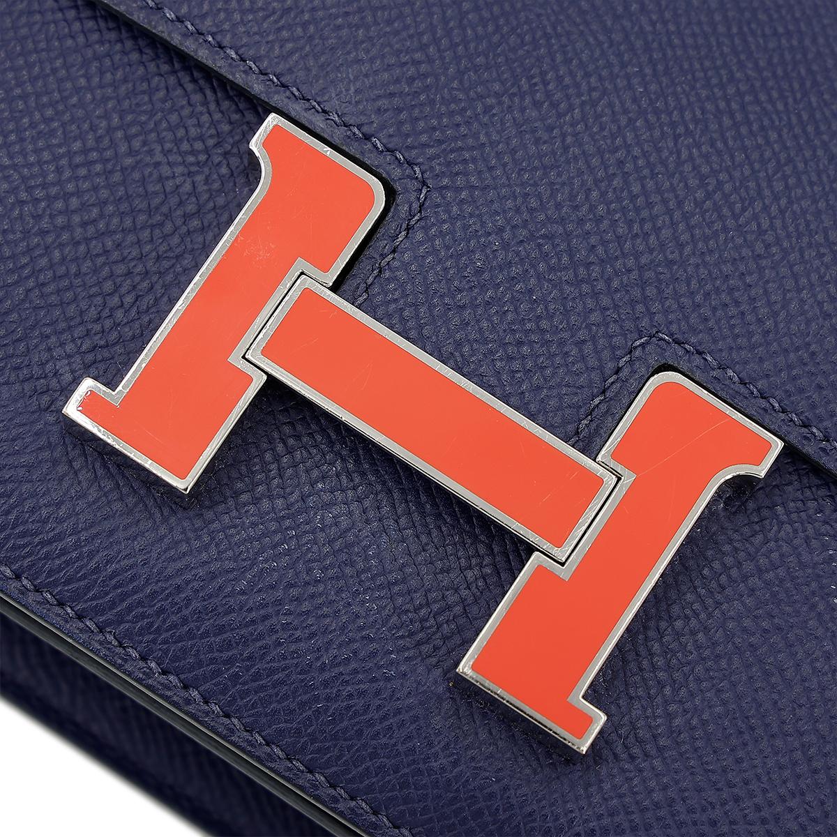 HERMÈS Constance Mini 19 shoulder bag in Blue Sapphire Epsom leather with Enamel hardware - 13